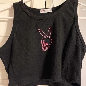 Black Skull Bunny Crop Top